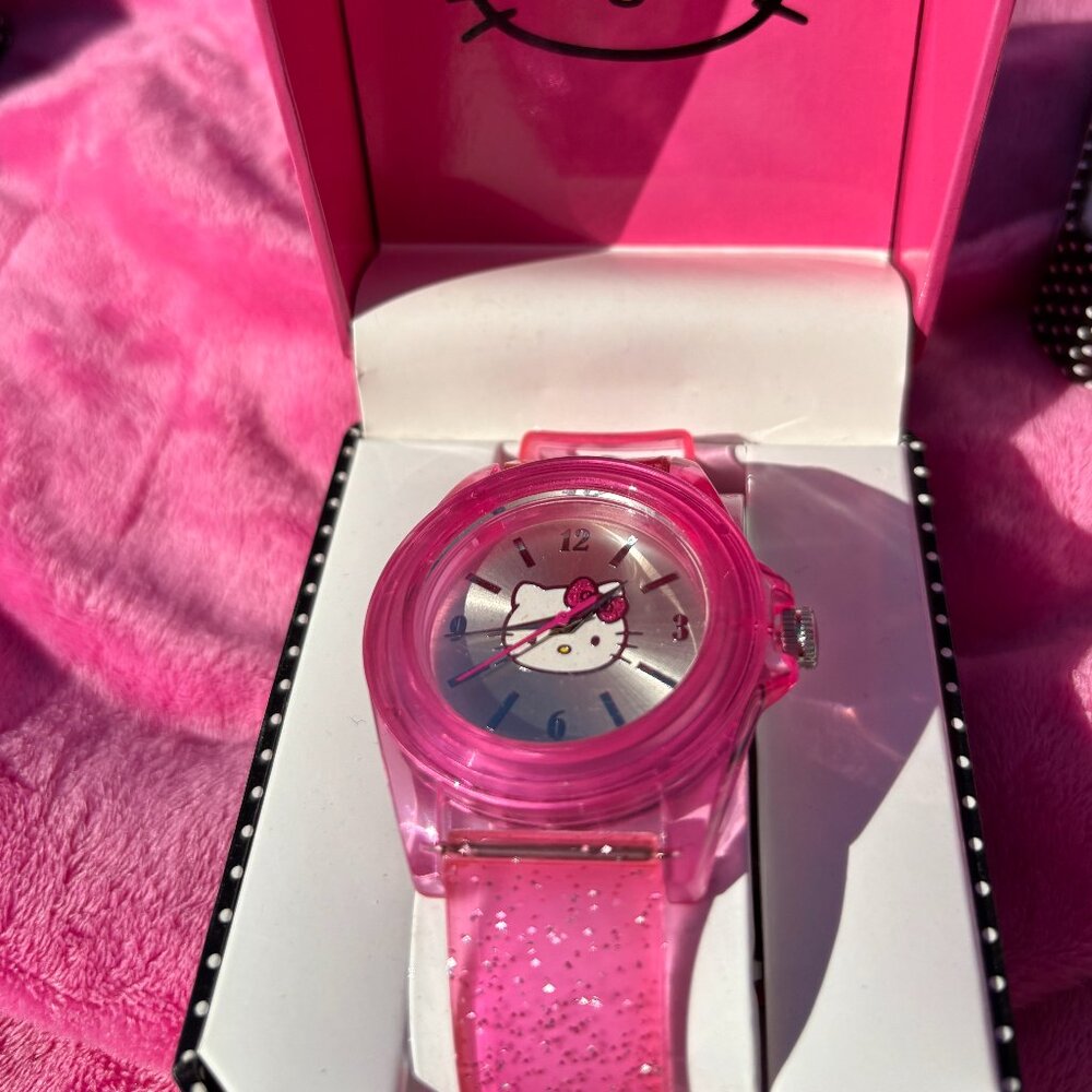 Sanrio Hello Kitty Braclet Watch - Pink Sparkle/Silver Face